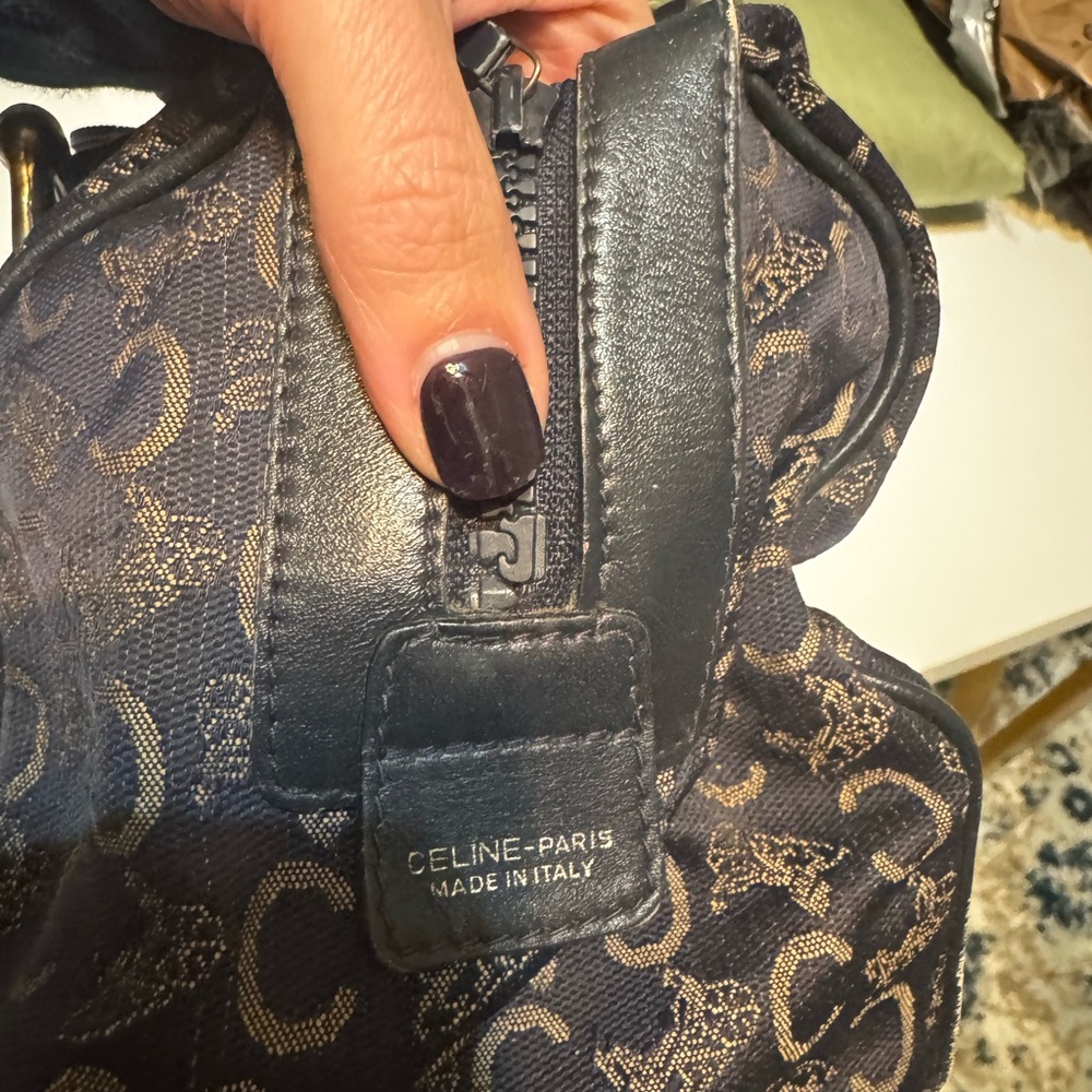 CELINE Navy Blue Boston Bag -  Rare Vintage Iconic Monogram! - Picture 10 of 11
